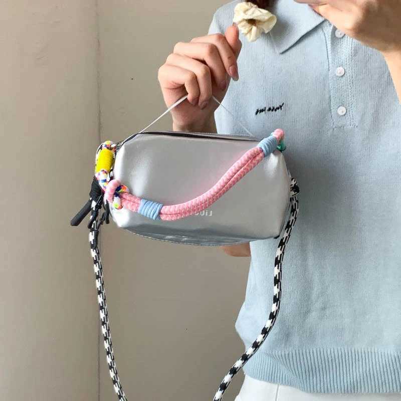 Trendy Large Capacity Sports Messenger Bag Colored Rope Small Square Bag Simple Handbag Row Tote Bags Multi-layer Shoulder Bag Y250730