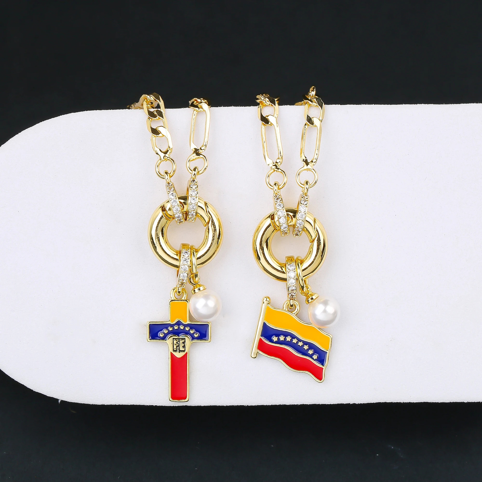 Venezuela Flag Cross Pendant Necklace Simple for Man Woman Party Birthday Jewelry National Day Gift Choker 250729