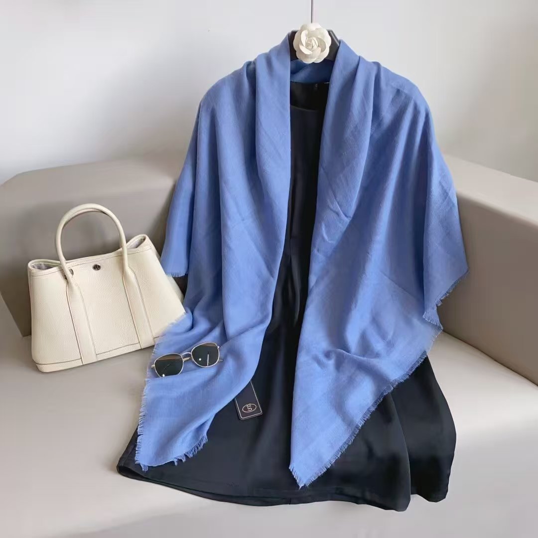 T1344 autumn and winter cotton and linen scarf warm solid color fringe wrapped headscarf square scarf shawl