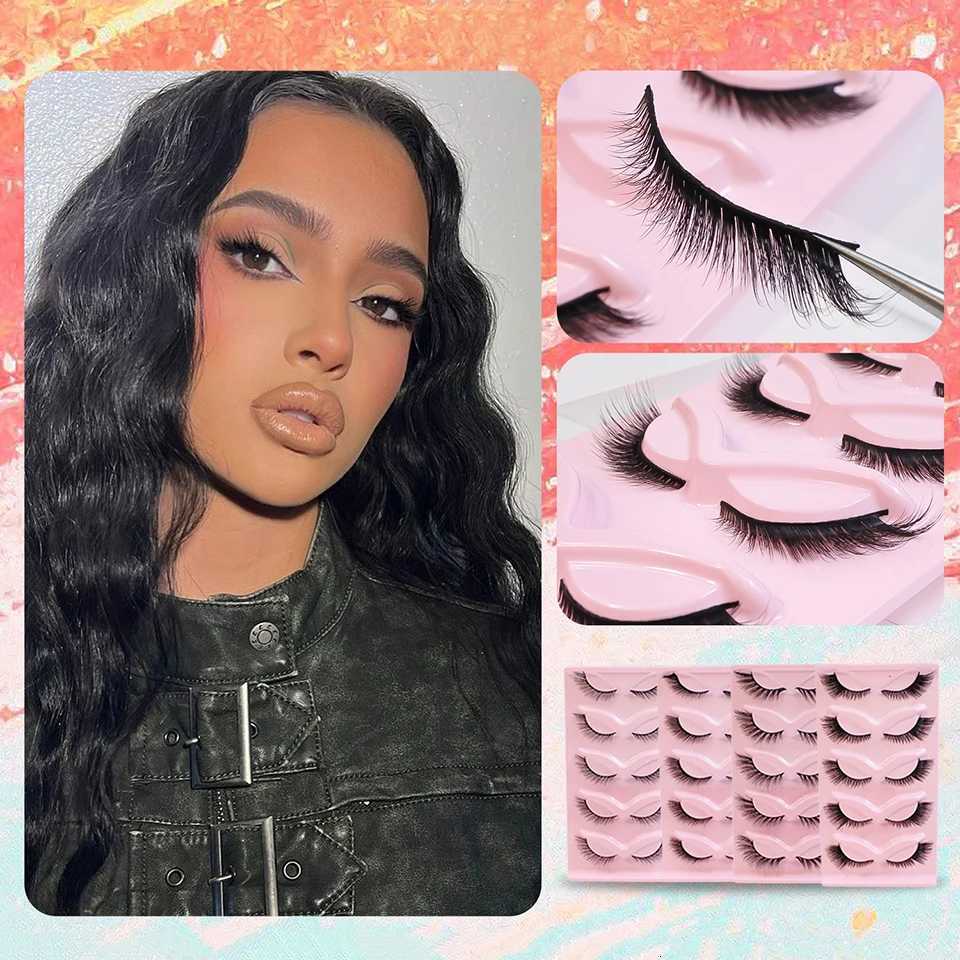5 Pairs Cat Eye Lashes Makeup Wholesale Natural Look End Eye Elongate Fox Eye Faux Mink Lashes Z250730