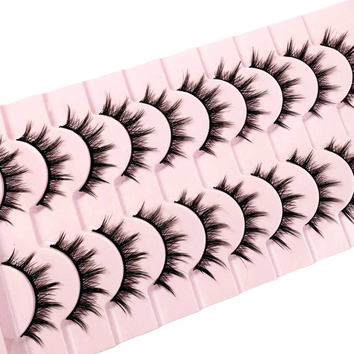 Natural Look False Eyelashes Anime Wispy Fluffy Spiky 3D Volume Eyelashes Pack Korean Japanese Asian Cosplay 10 Pairs Z250730