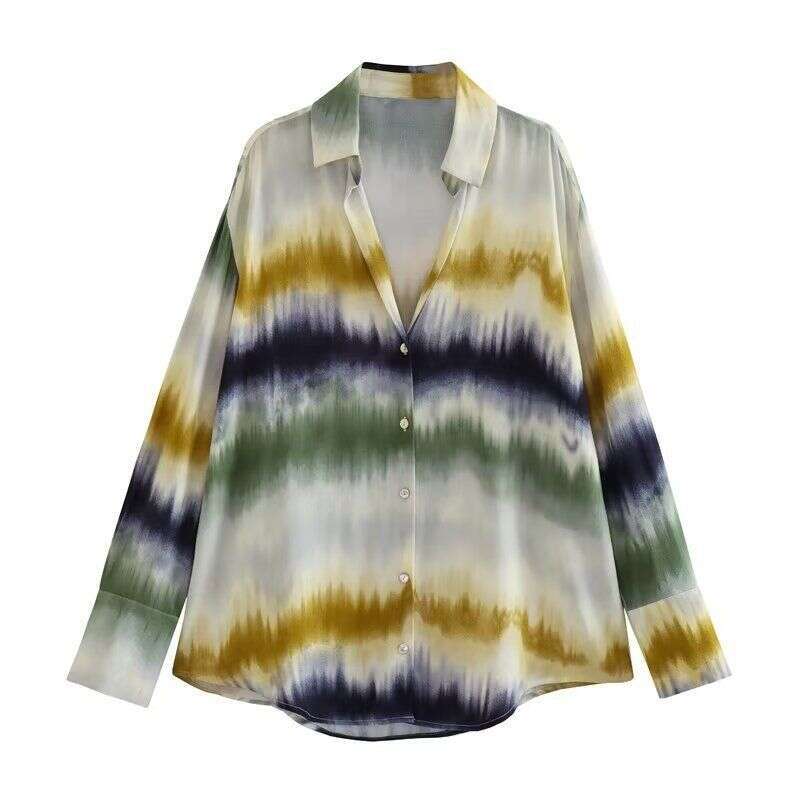 Women's Blouse + Tie-Dye Pants Straight Pant Suit