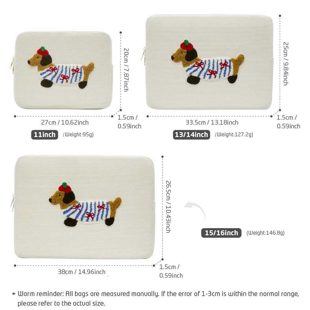 13-14 15-16 Inch Cute Dogs Laptop Sleeve Bag Dachshund Pet Protective Computer Cases Laptop Cover 9.7-11 in Tablet Travel Cover y250730