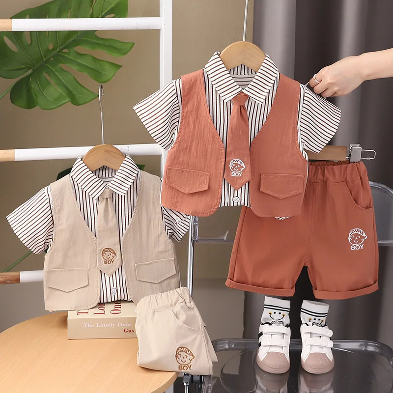 Summer Baby Boys Clothes Suit Children Shirt Shorts 2Pcs/Sets Toddler Clothing Infant Casual Cotton Costume Kids Tracksuits 250729