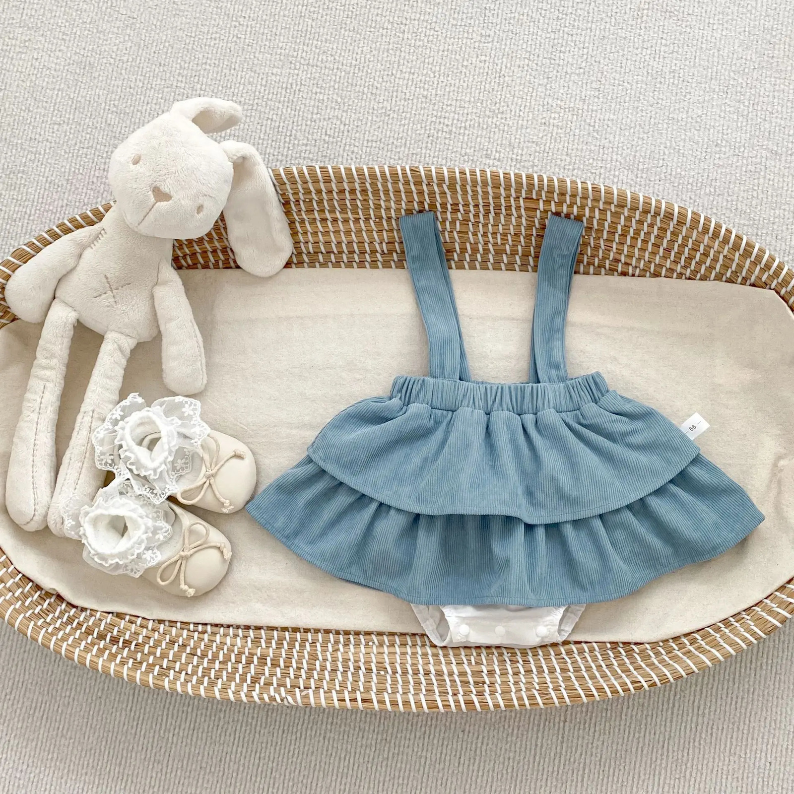 Baby Autumn Set Sweet Bow Long Sleeve Lace Collar Bottom Shirt Strap Skirt Pants Two Piece Set 250729