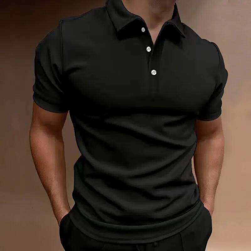 New Summer Men's Classic Street Style daily casual solid color lapel comfortable breathable short-sleeved POLO shirt