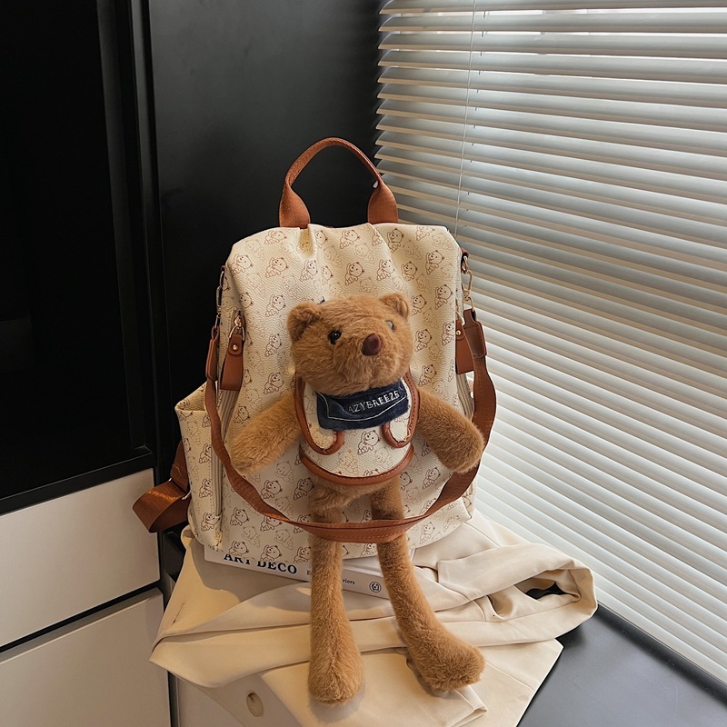 2025 Designer's New Large Capacity Backpack Fashionable Multi functional Cute Little Bear Commuter Bag
