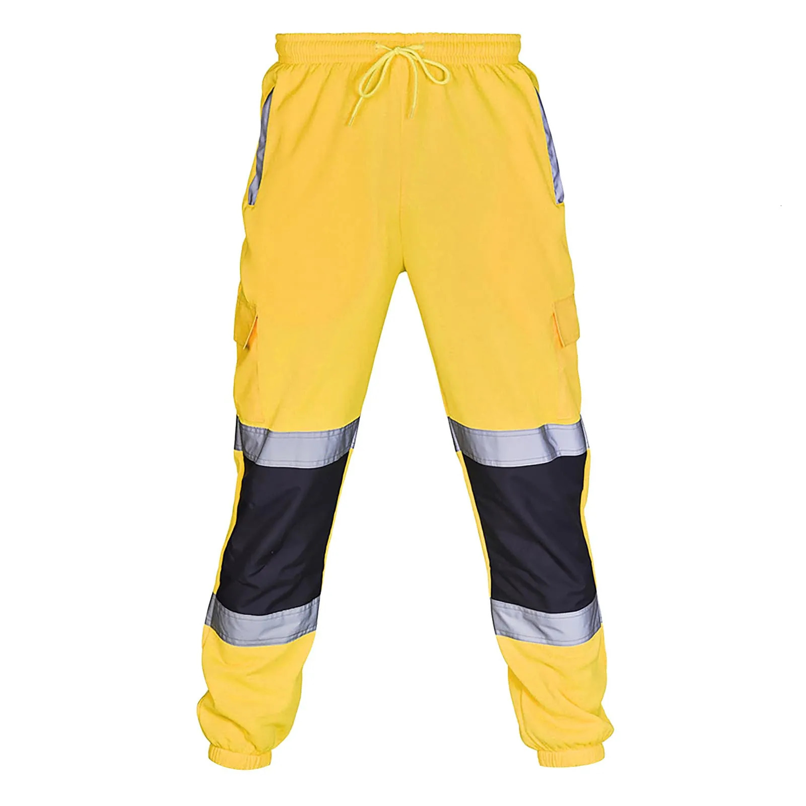 Mens Work Uniform Bottoms Safety Sweat Pants Striped Reflective Pants Loose Mens Jogging Trousers Joggers Patchwork Workwear 250729