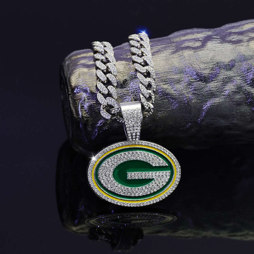 Men's Hip-Hop Full Dia Cuban Chain Fashion Personality Oil Drop Letter G Round Pendant Necklace