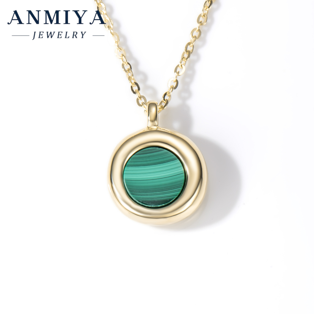 925 Silver Necklace with Genuine Malachite Stone Handmade Sterling Silver Jewelry for Women Elegant Green Gemstone Pendant