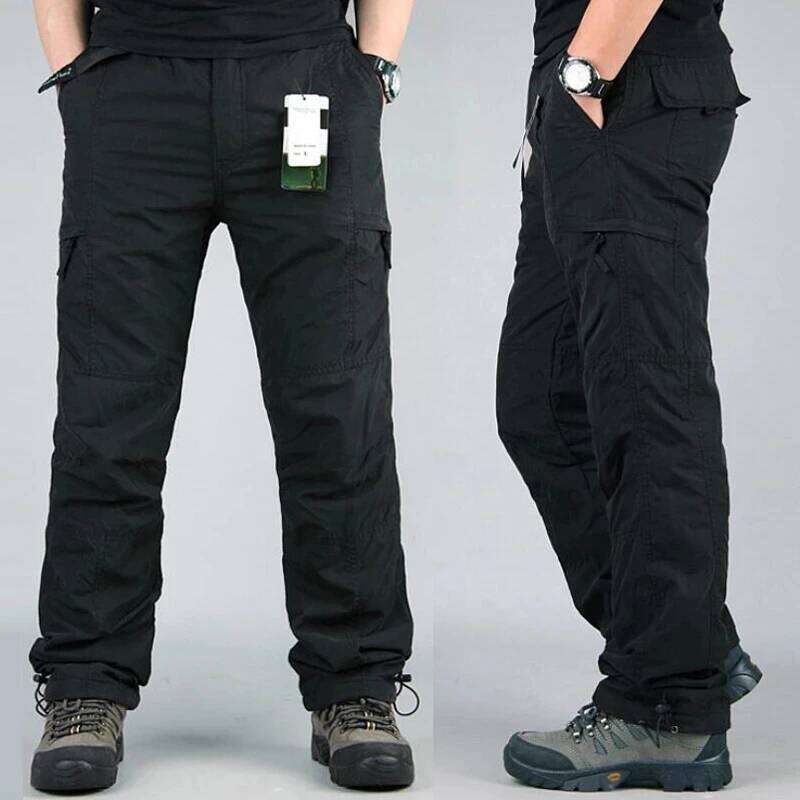 2023 Winter Thick Fleece Casual Men Cotton Military Tactical Baggy Cargo Pants Double Layer Veet Warm Thermal Trousers