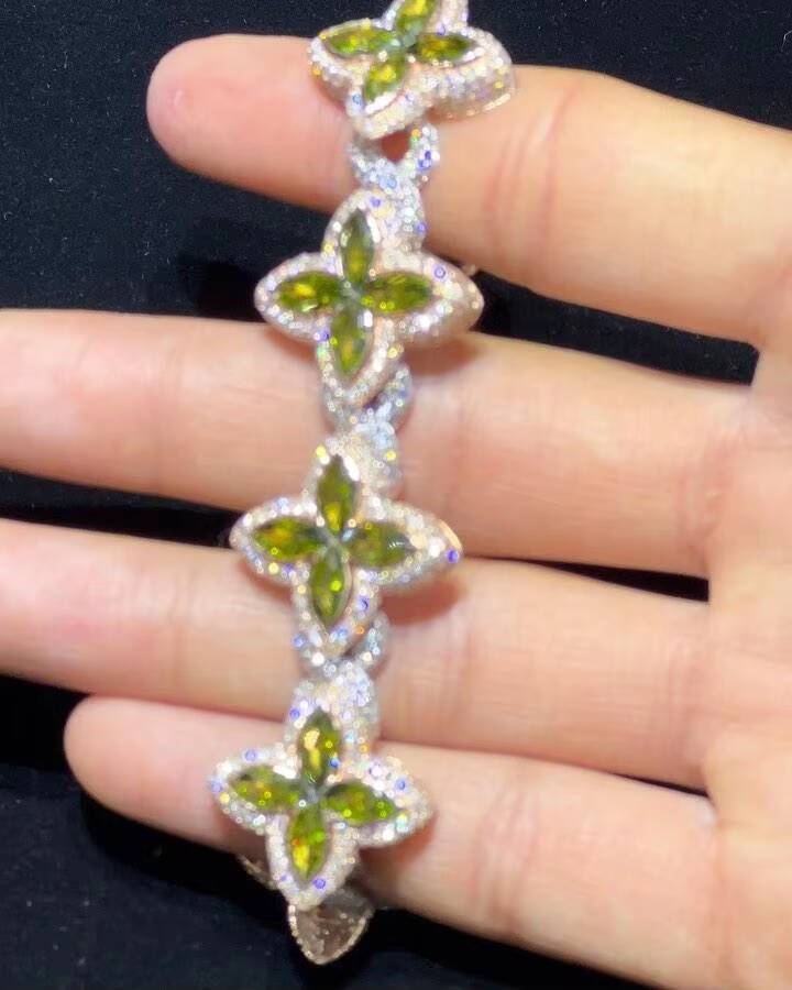 Hot Selling 925 Sterling Silver Marquise Flower Design Hip Hop Jewelry Iced Out Moissanite Infinity Clover Ring Bracelet Men