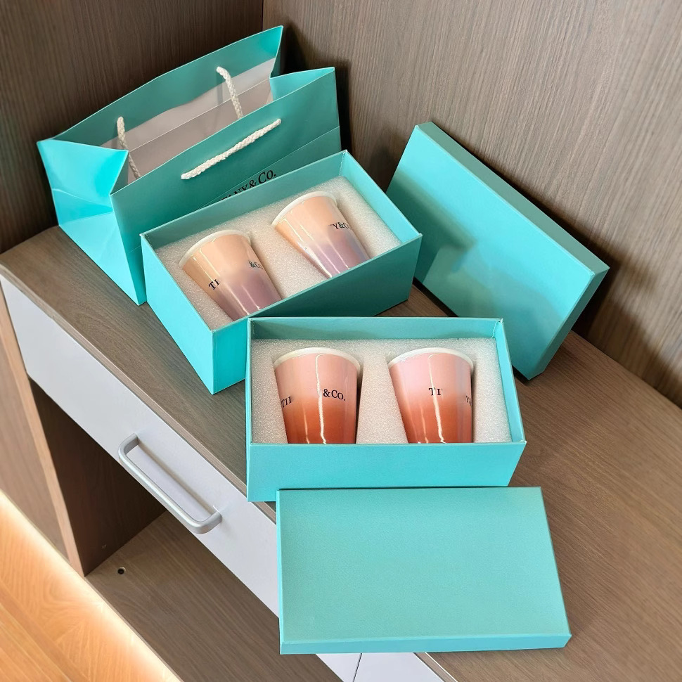 Ceramic Coffee Set Including 2 Cups Bone China Material Multicolour Milk Glass Kitchen Tableware Wedding Gifts Box Packaging