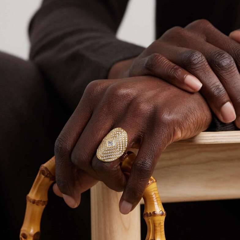 New Genuine Gold Plated Copper Zirconia Design Ring Light Luxury Jewelry Open Adjustable Accessory