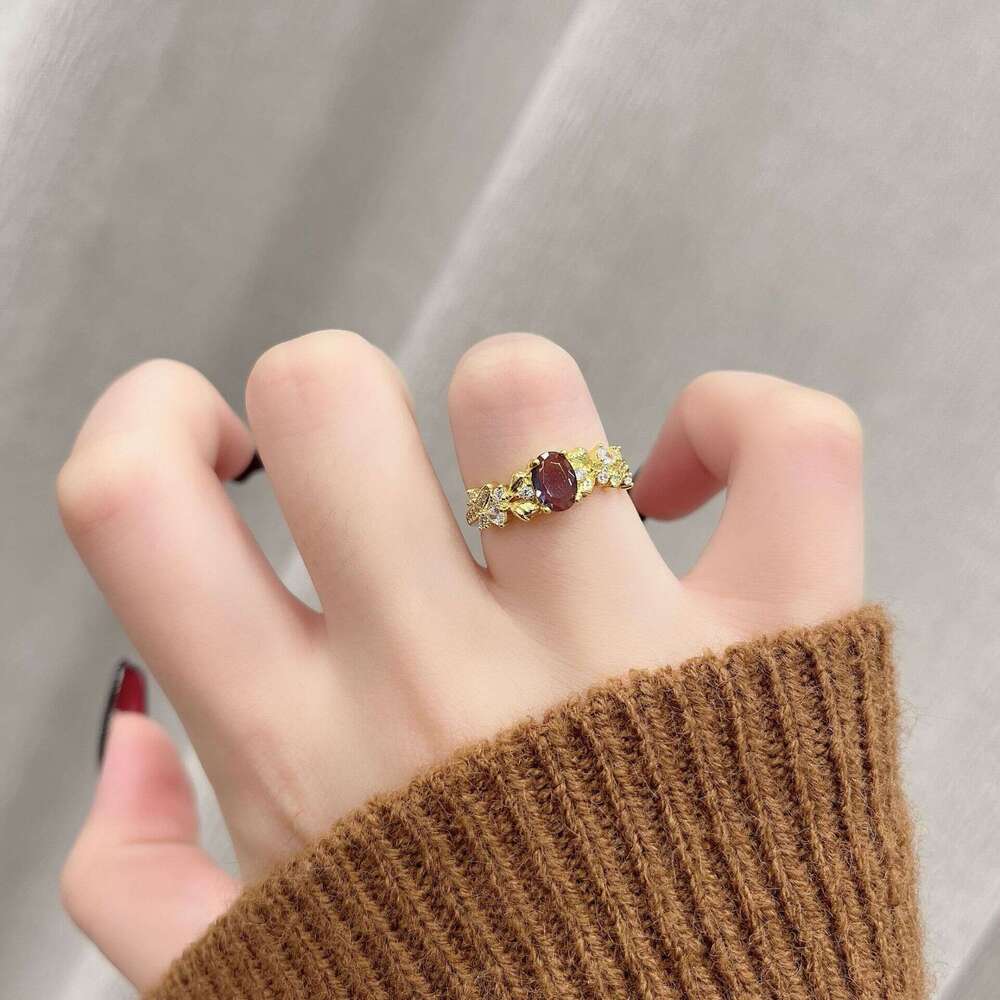 Flower Fairy Zircon Blue Embroidered Open Ring for Women Fashionable Elegant Versatile Light Luxury Micro Inlaid Sparkling High-end Feel b0b