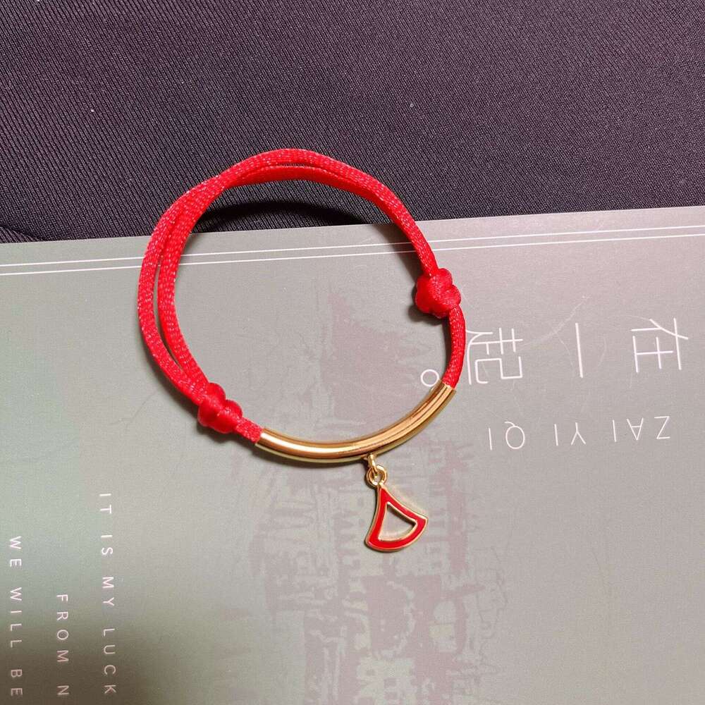 2025 New V Gold Enamel Small Red Rope Skirt for Women Lucky Snake Year Woven Bracelet