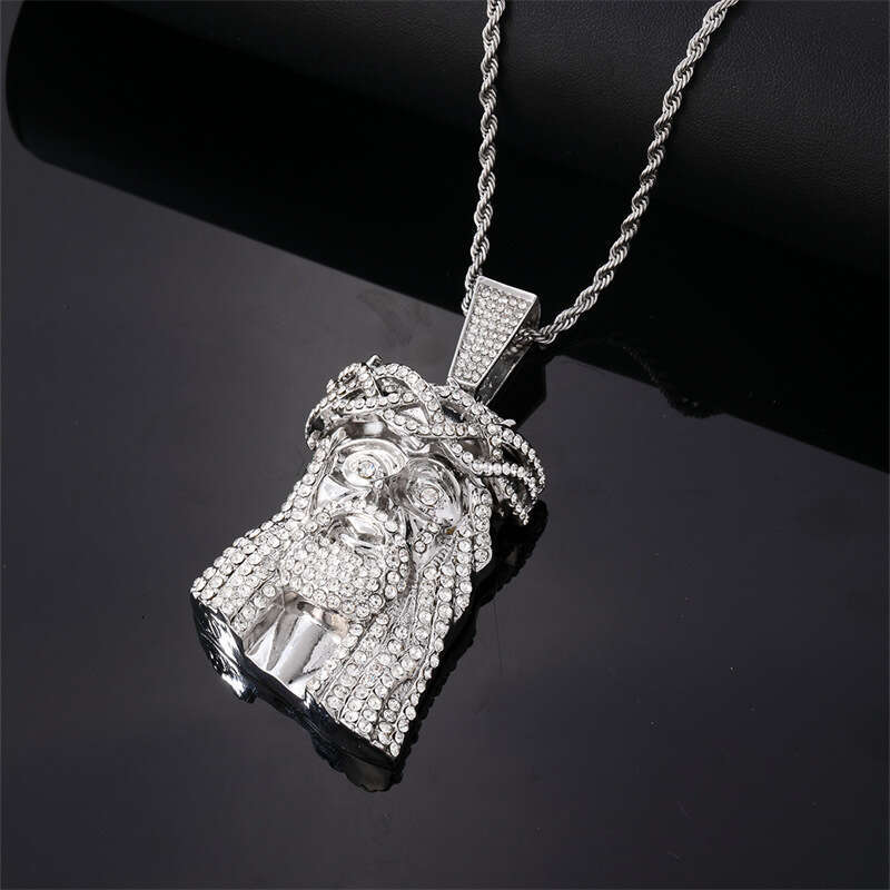 Inlaid Dia Old Man Pendant Hip Hop Versatile Jewelry Alloy Creative Fashion Necklace