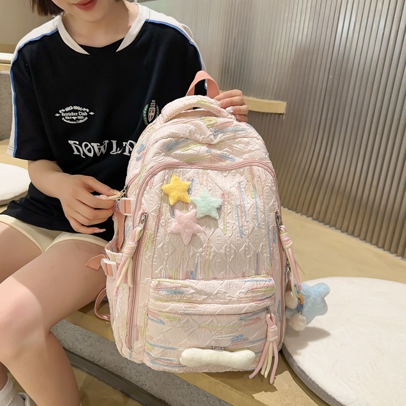 Summer new high-quality girls' backpack with large capacity, cute and lightweight, suitable for middle school and high school designer bags