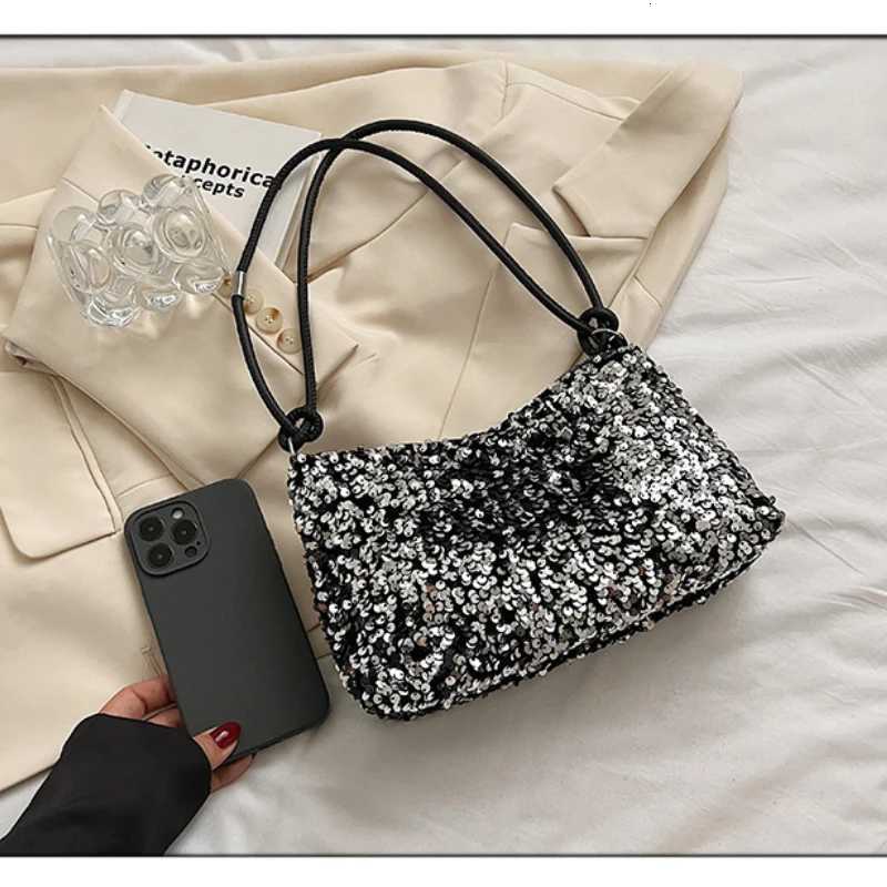 Womens New Korean Style Shoulder Bag Popular Sequin Handbag Wedding Banquet Shoulder Bags Bling Sequins Wallets Underarm Bag Y250729