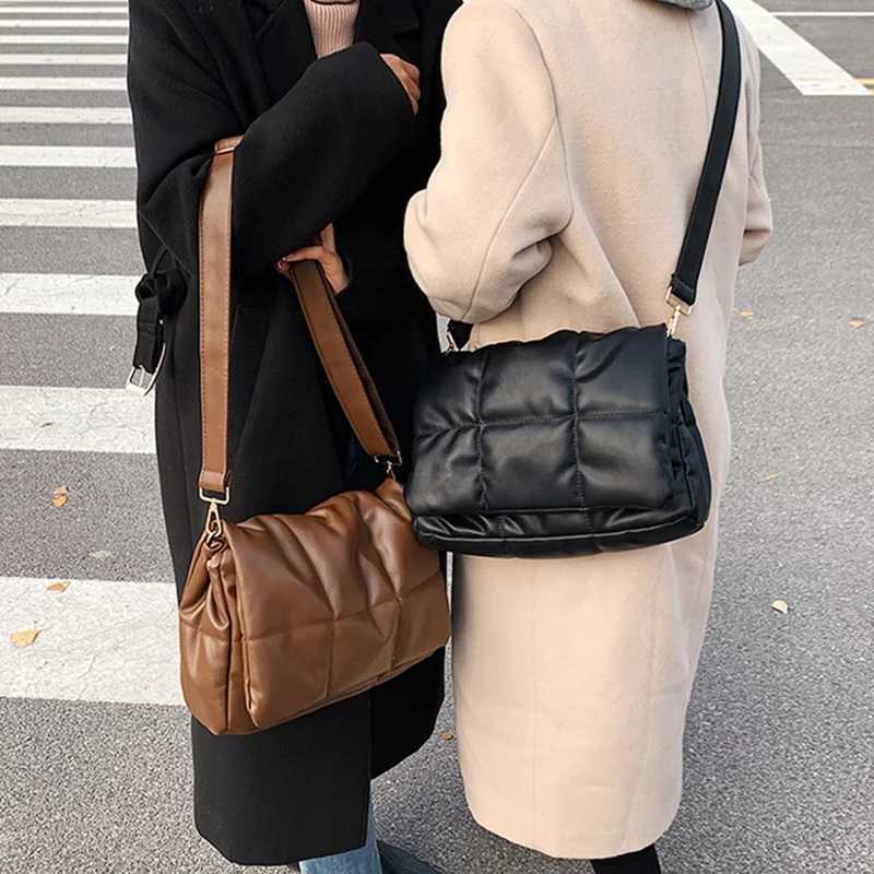 New Arrival Space Cott Shoulder Bags For Women Luxury Quilted Down Pu Leather Crossbody Bag Messenger Handbag Totes Purse Y250730