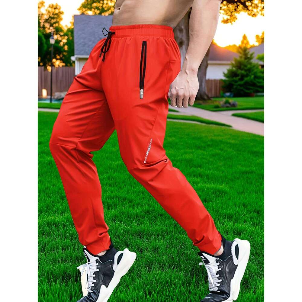 Outdoor Leisure Sports Lightweight Nine-minute Quick-drying Fashion Thin Men's Pants Jogging Hooded Drawstring Work Pants.