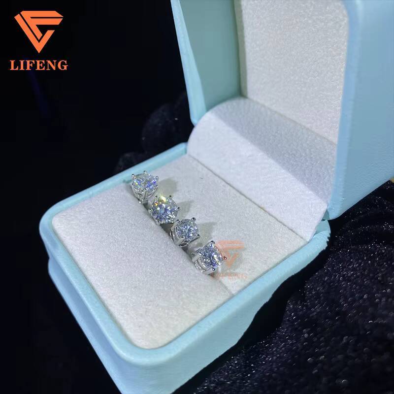 Classic 1ct Moissanite Stud Earrings 18K 14K 10K Silver Gold Number Shape/Pattern Diamond Jewelry