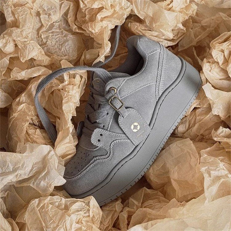 2025 Autumn & Winter New Casual Sneakers Men's Gray Chunky Shoes Women's Unique-Designed Thick-Soled Elevator Couple Sneakers