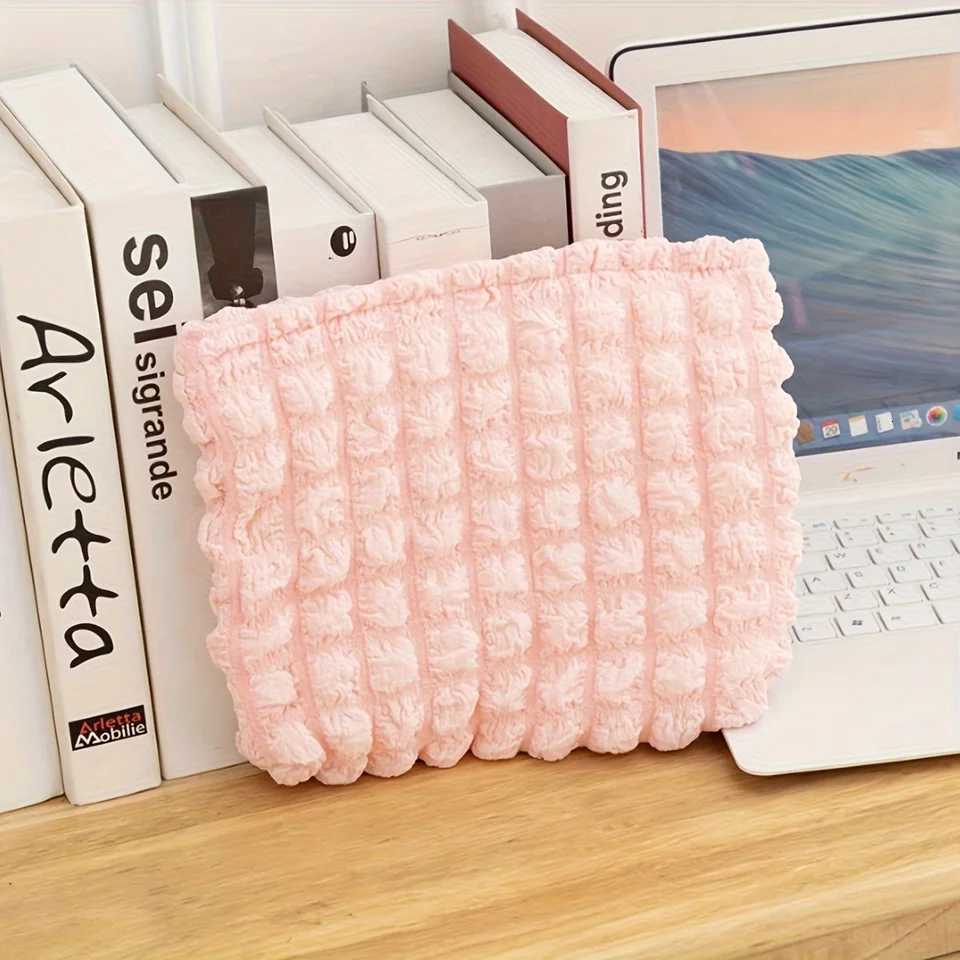 Pink Ins Style Three-Dimensional Cloud Bubble Grid Cosmetic Bag Portable Clutch Y250729