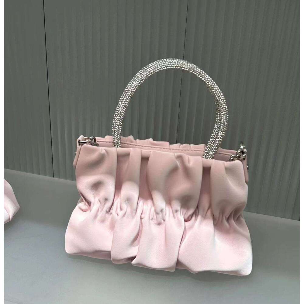 Macaron Fresh Style Handheld Crossbody for Women 2024 Summer New Fashion Versatile Pleated Cloud Chain Bag