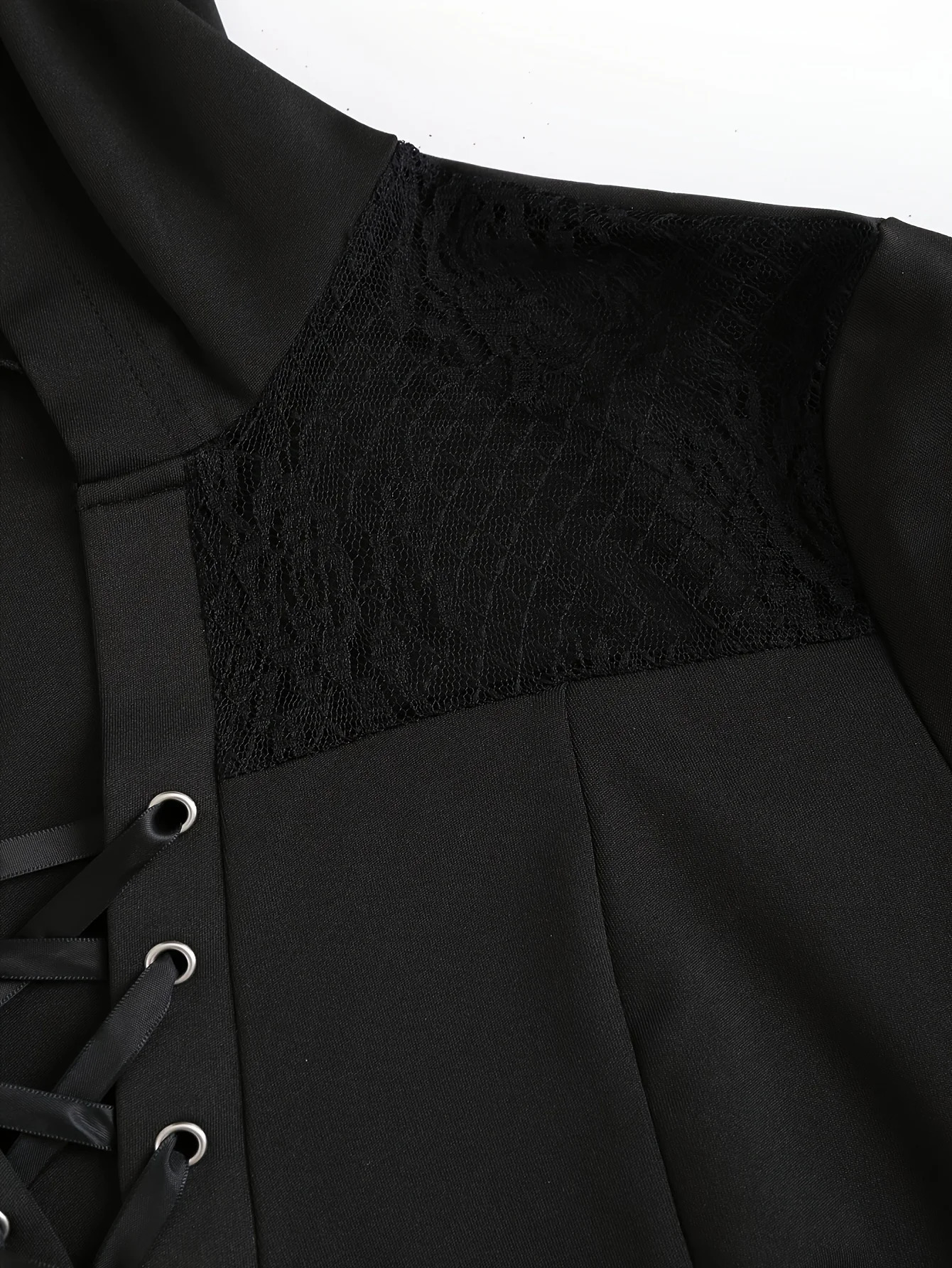 European and American fashion explosions plus size lace stitching trumpet sleeve hooded top solid color long Go 250730