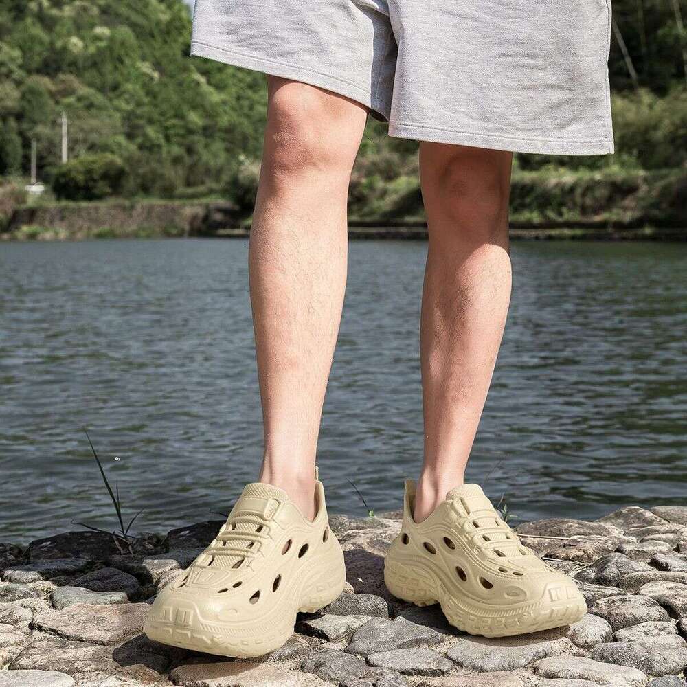 Thick-Soled Clogs for Men, Summer Non-Slip Outdoor Fishing Beach Wading Shoes, Comfortable Driving Slippers