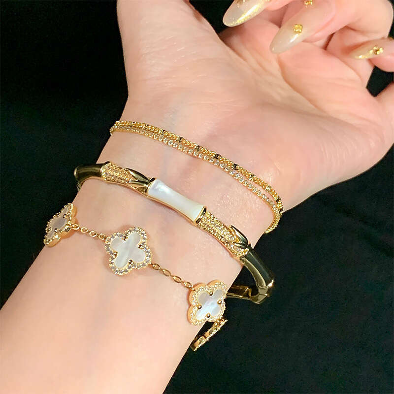 French Style Zircon Flower Rhombus 2025 Elegant Bracelet Light High-end Feel Women's Jewelry