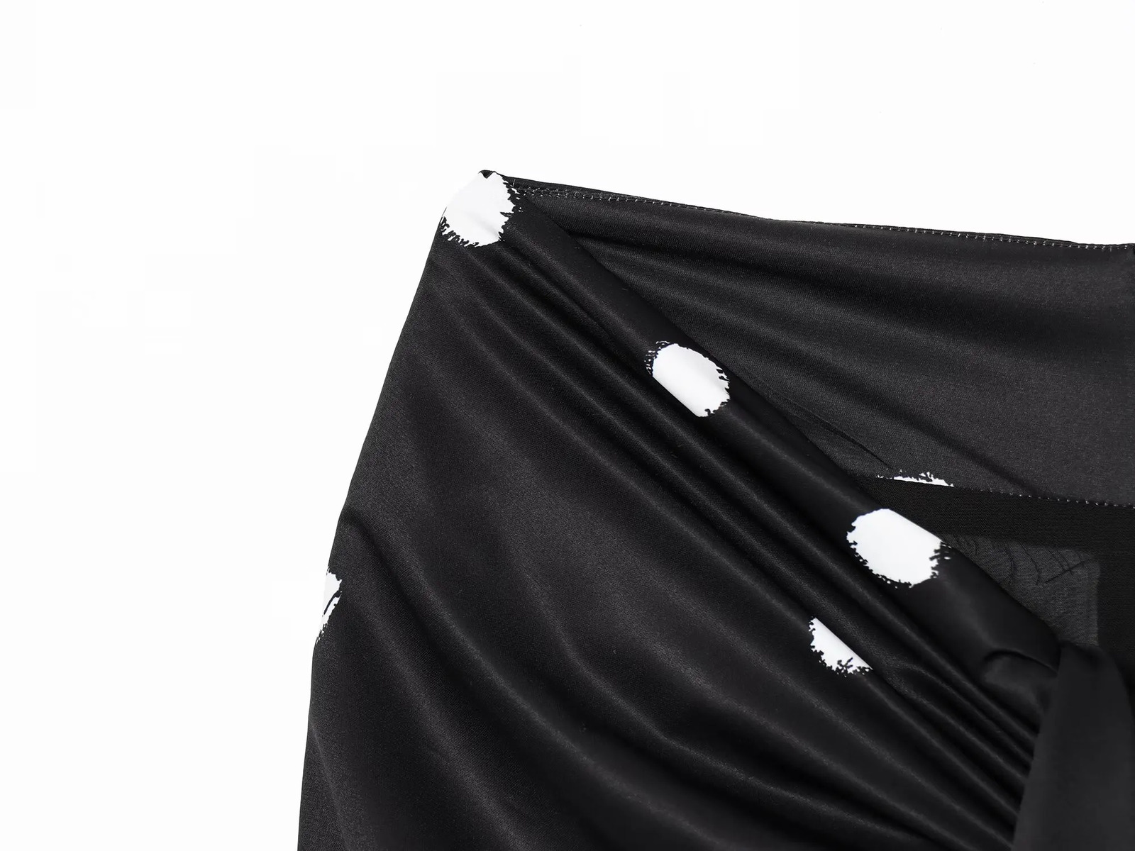 Sexy Black Polka Dot Midi Skirt ThighHigh Slit BowTie Waist AnkleLength CurveHugging n For Woman Summer Casual 250730