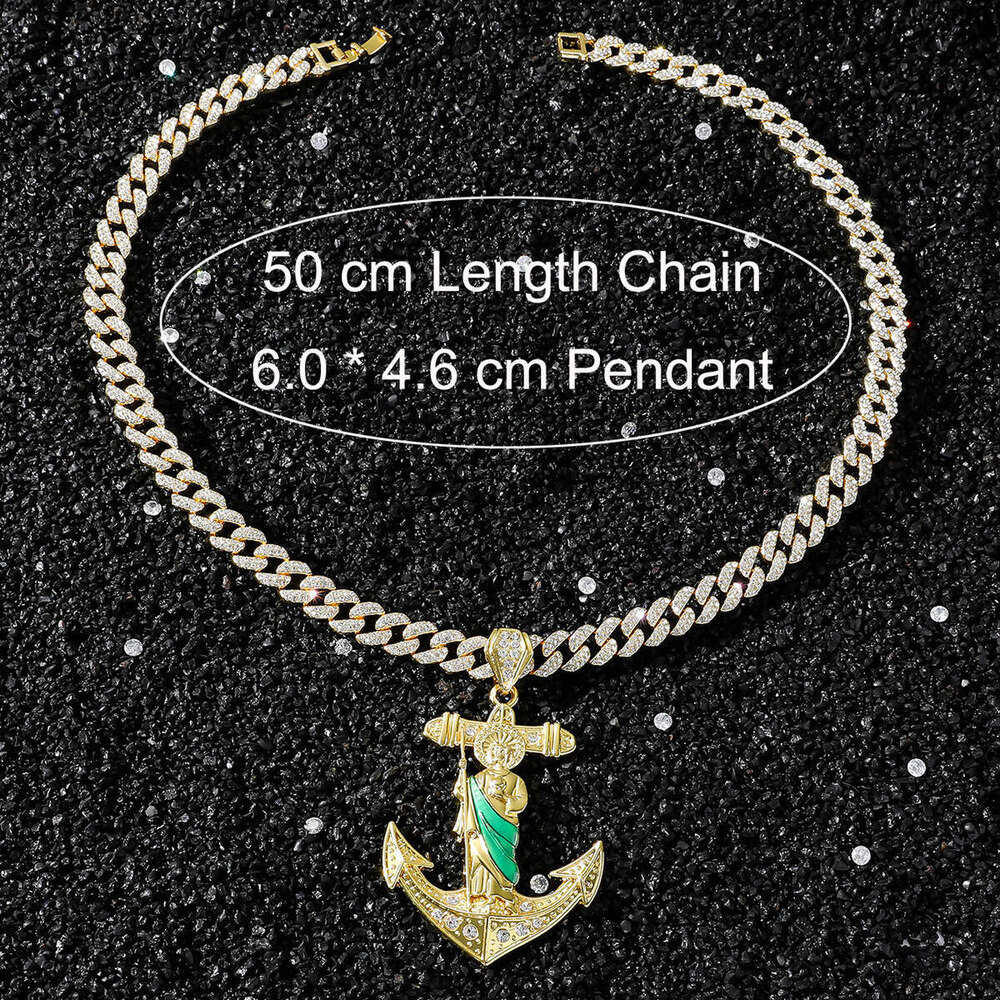 Personality Creative Hip-Hop Style Religious Saint Jude Statue Anchor Pendant