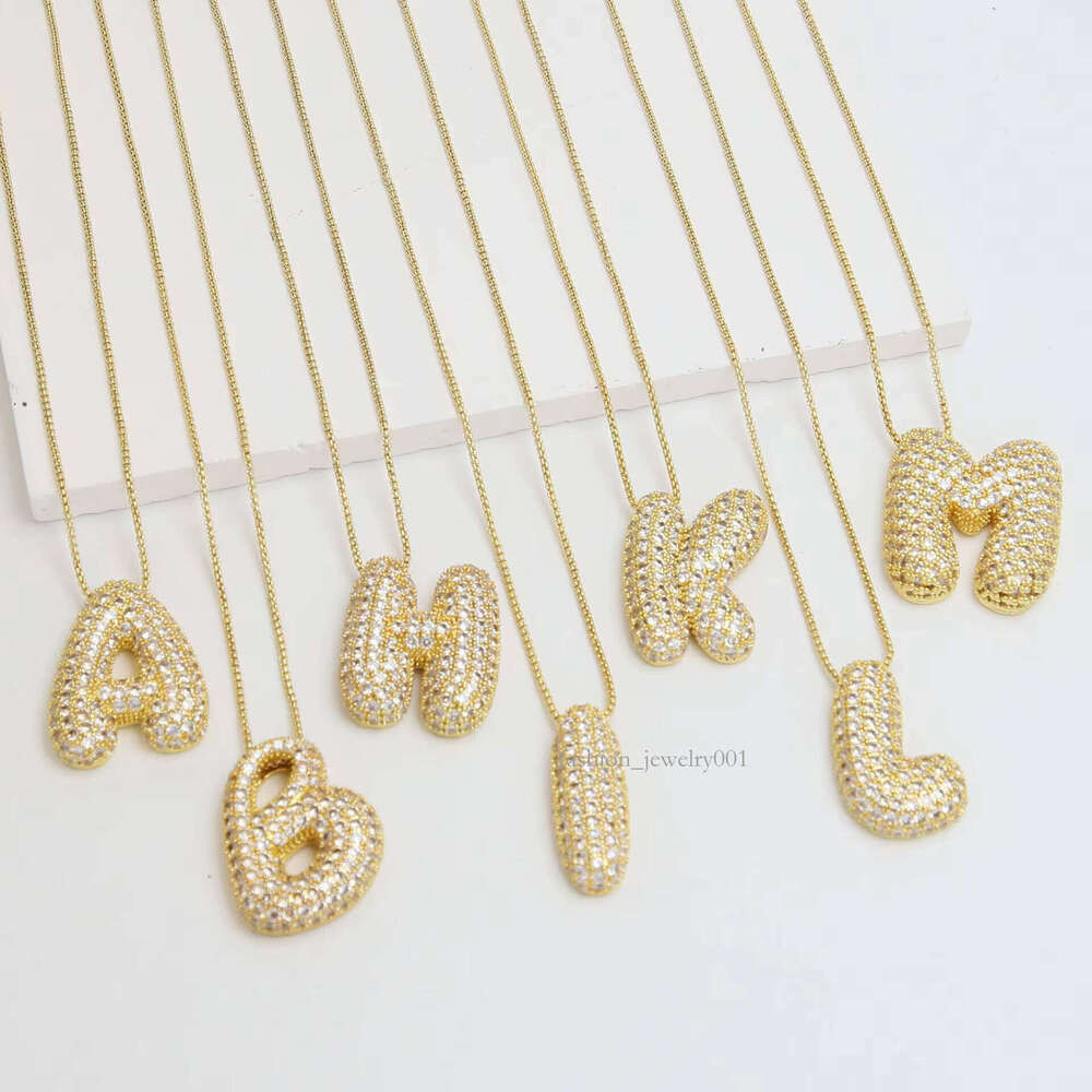 Women's Gold-Plated Fashion Chunky Initial Balloon Letter Copper Pendant Necklace