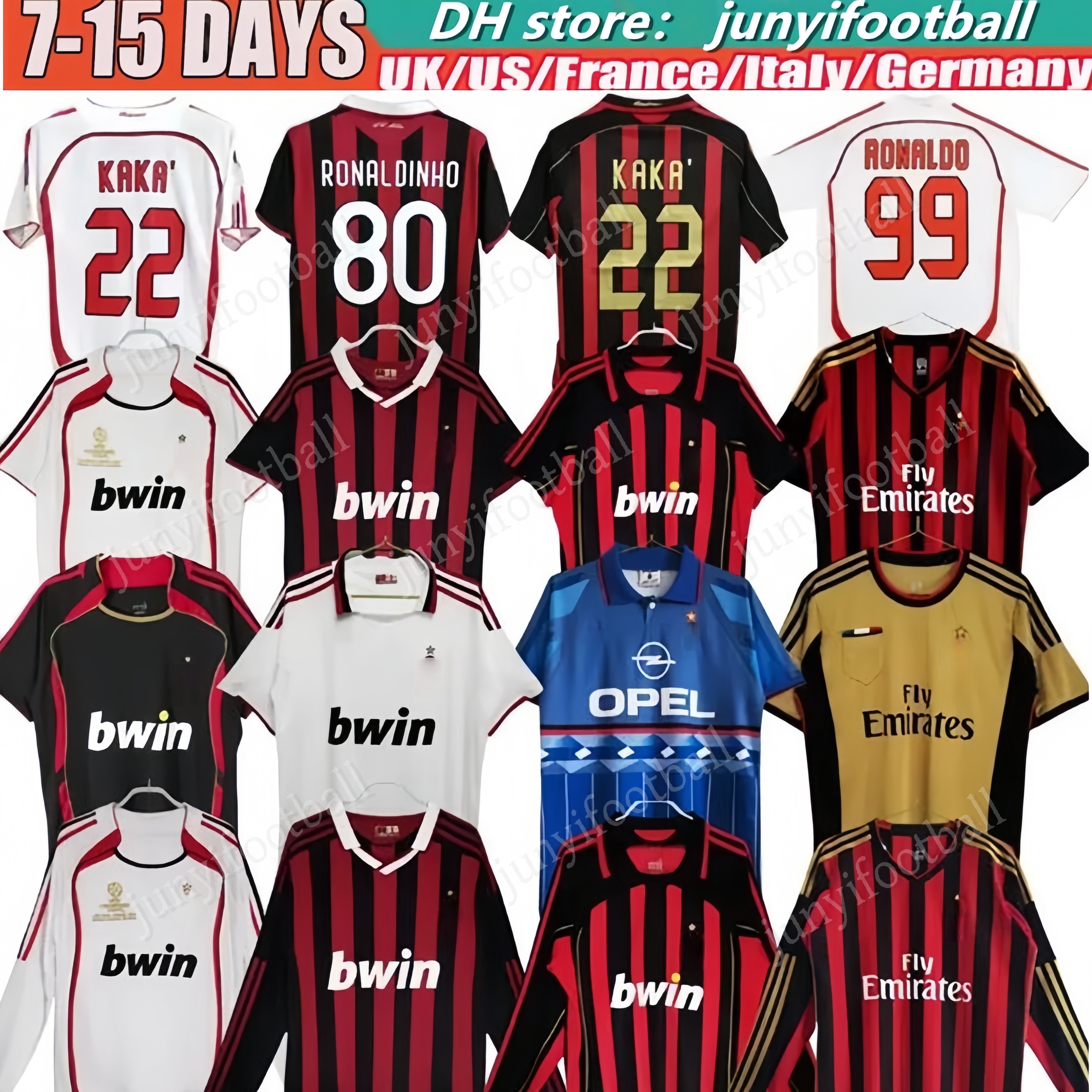 ACshirt Retro Soccer Jerseys Mllanes 1995 96 97 Gullit 2001 02 03 12 14 15 06 09 10 Maldini Van Basten Football KAKA 06 07 PIRLO RONALDINHO BAGGIO ac Mllanes kids kits 999