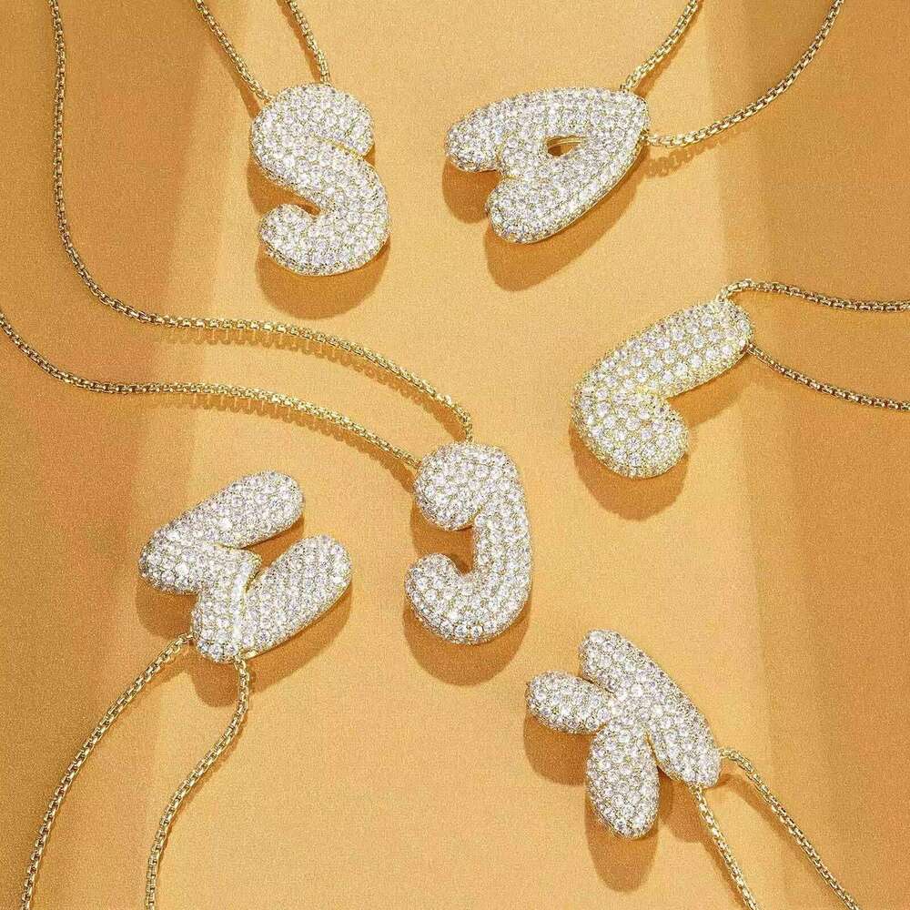Fashion Bubble Pendant A to Z Initial Necklace for Women Girls Exquisite Letter Jewelry Gift