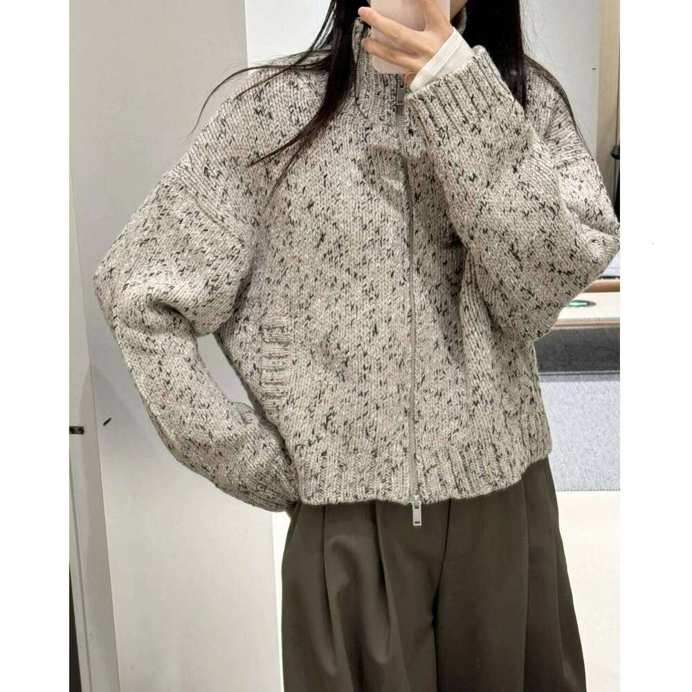 Ethereal MD 2025 Cos Spring New Style Of Women's Casual Version Blended Texture Zipper Cardigan 250728