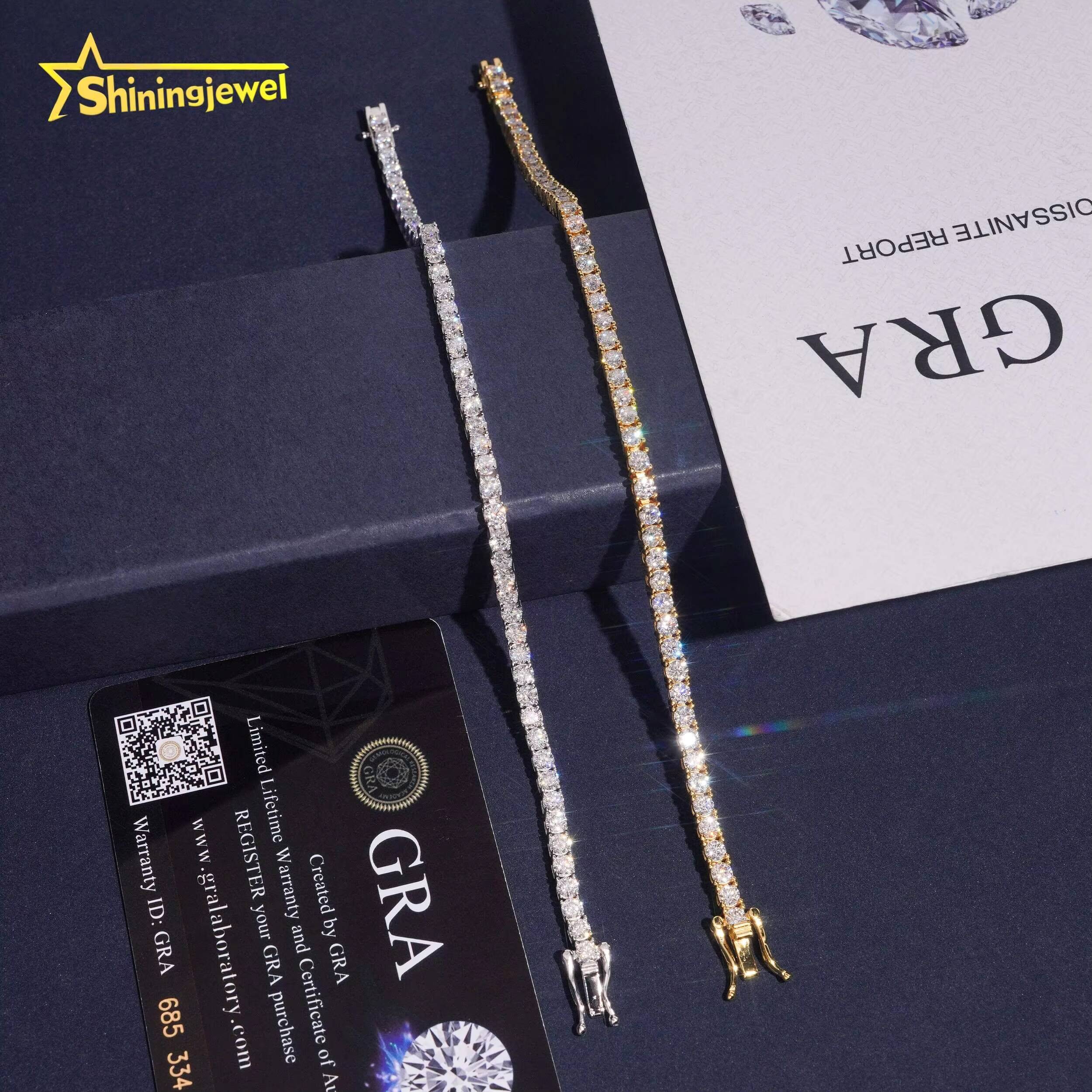 USA Warehouse Fast Shipping Pass Diamond Tester GRA Certified Hip Hop Jewelry Iced Out VVS Moissanite Tennis Chain Necklace