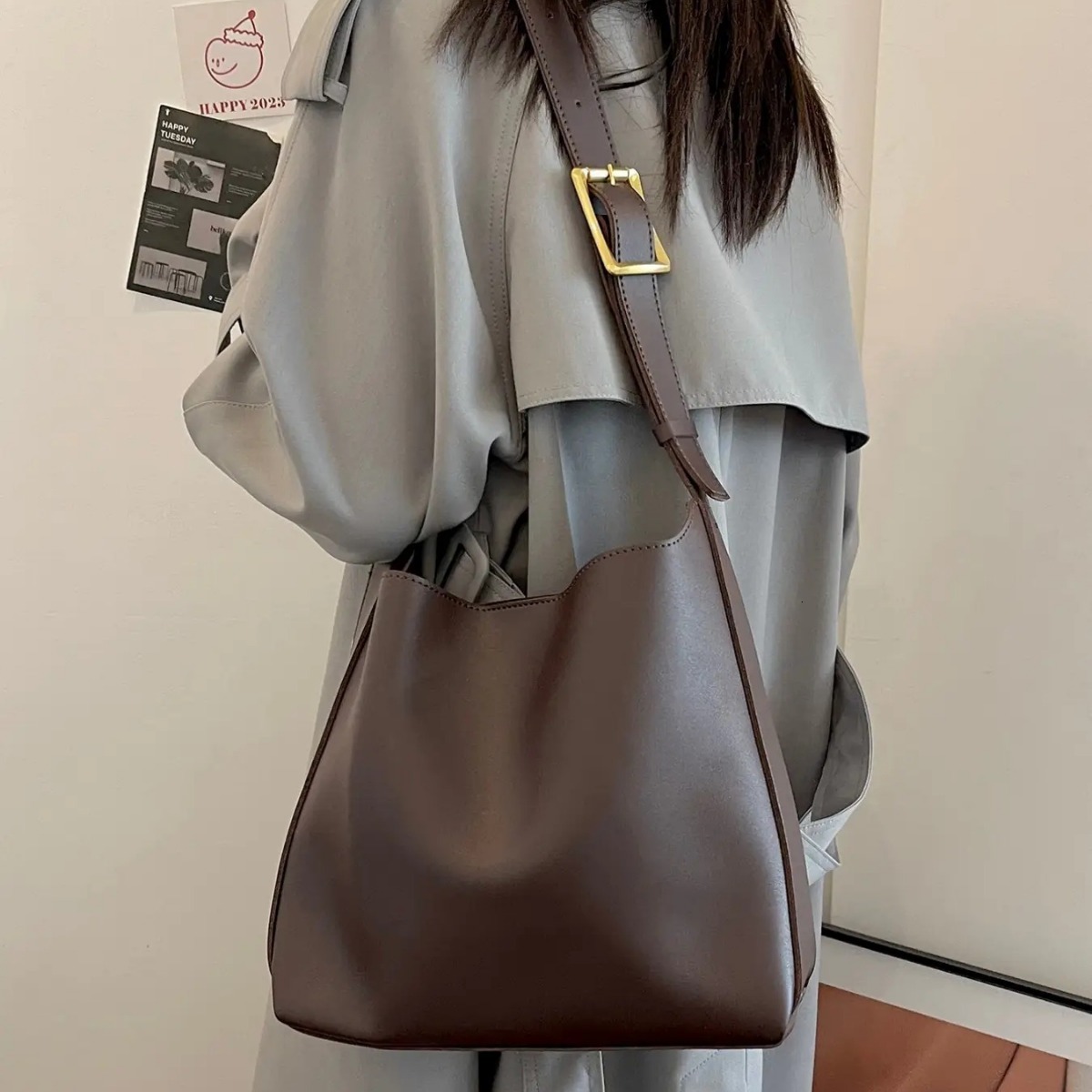 Handbag New Fashion Versatile Bucket Large Capacity Designer Bag Tote Bag Purse Luxury Bag Simple Casual Two-piece Set Soft Slouchy Shoulder Bag
