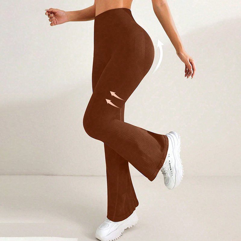 High-Waist Peach-Shaped Hip-Lift Yoga Pants with Wide Leg Flare - Quick-Dry Sportswear for Women