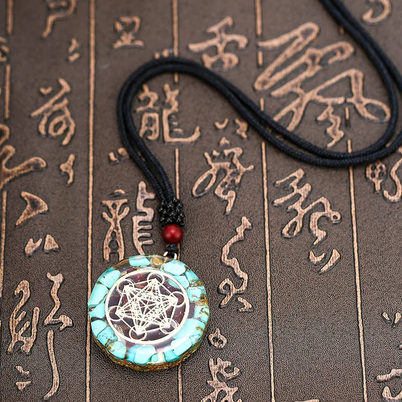 Orgonite Energy Lotus Pendant Necklace Turquoises Reiki Om Yoga Healing EMF Resin Sri Yantra Necklace Jewelry Gifts Drop 250729