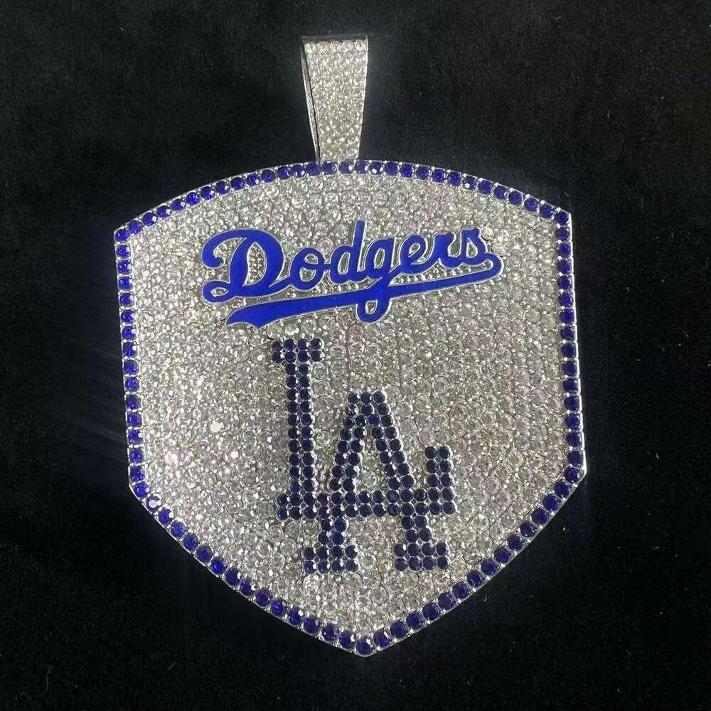 Full Dia Multi-color English Letter Pendant Fashionable Personalized Alloy Cuban Chain Baseball Team Creative Necklace