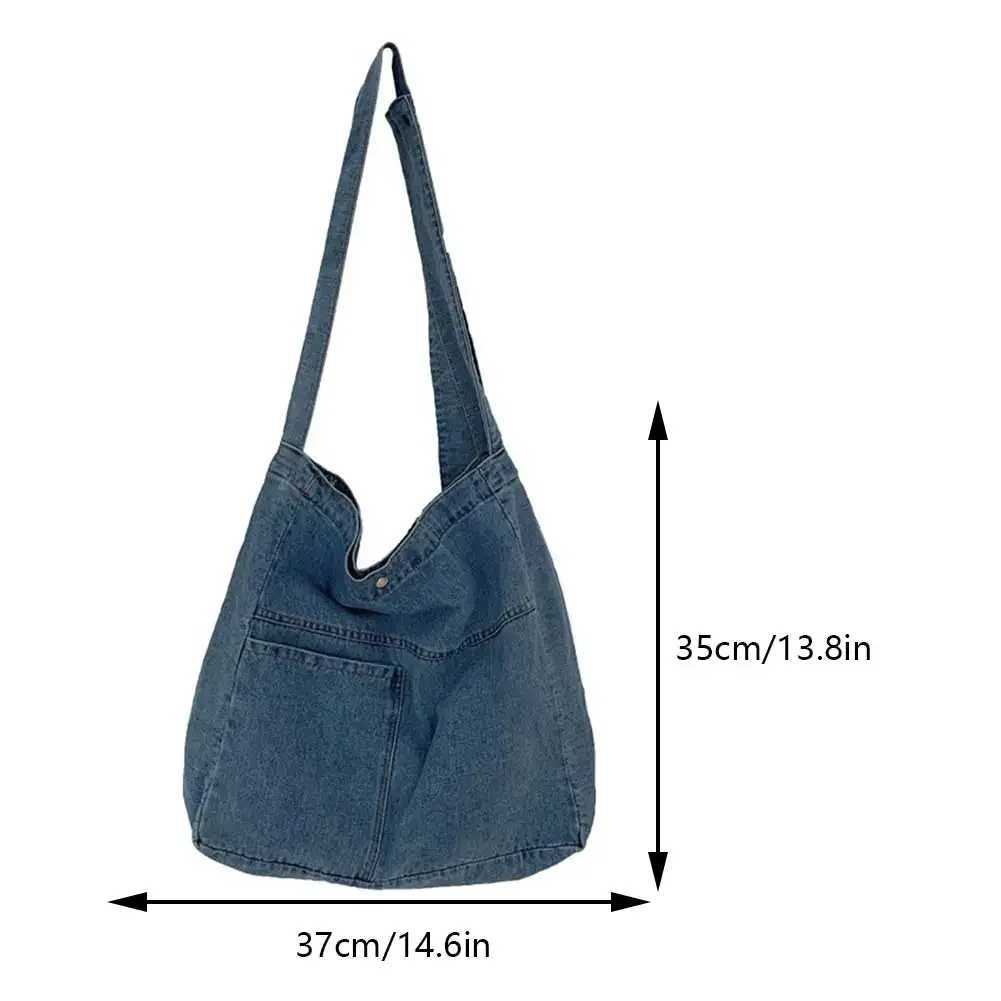 Unisex Denim Tote Handbag Large Capacity Lightweight Handbag Versatile Jeans Top Handle Bag Casual Travel Shopping Bag Y250729