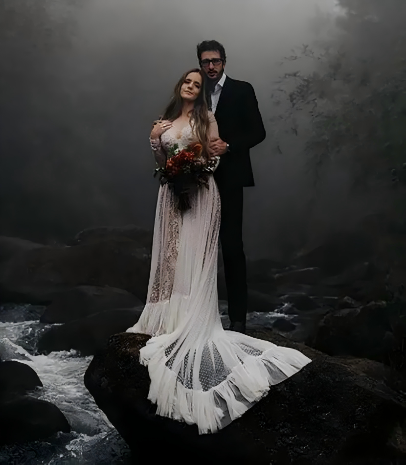 Bridal Dresses See Through A-line Backless Long Sleeve Bohemian Country Wedding Dresses Lace Tulle Beach