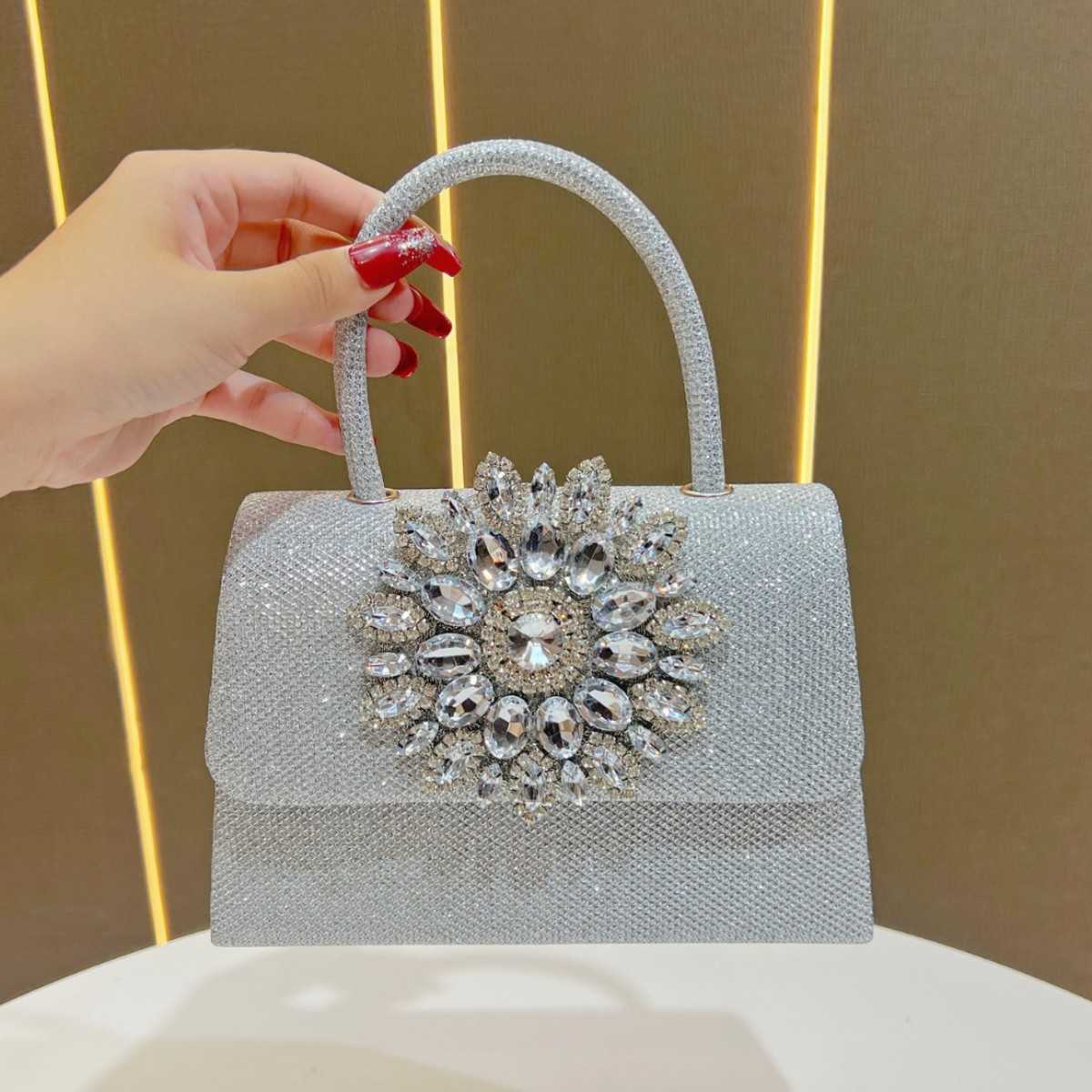 New Fashion Womens Bag Rhinestones Chain Bag Small Square Bag Rhinestone Handbag Crossbody Evening Bag