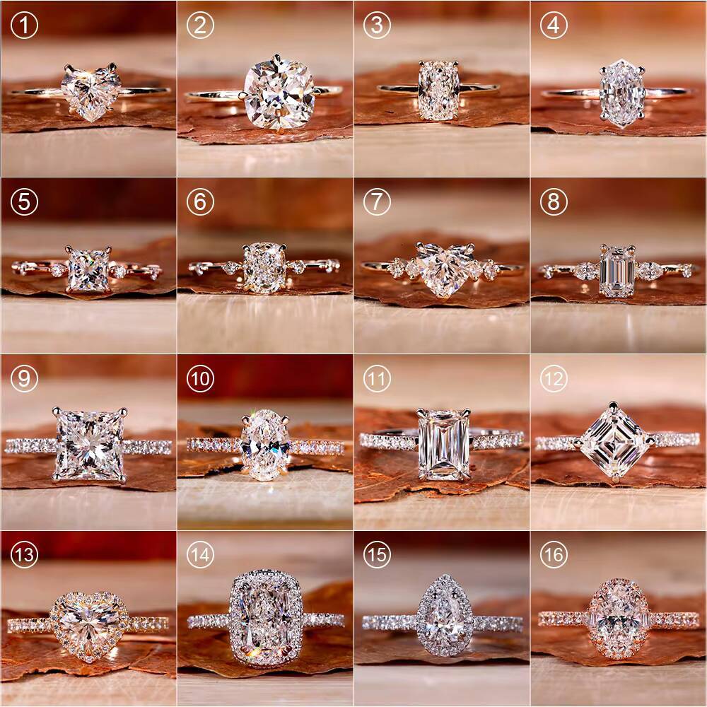 1 1.5 2 3 4 CT 18K White Gold Moissanite Ring Set Women Pass Diamond Tester Vvs Diamond Engagement Wedding Ring Jewelry