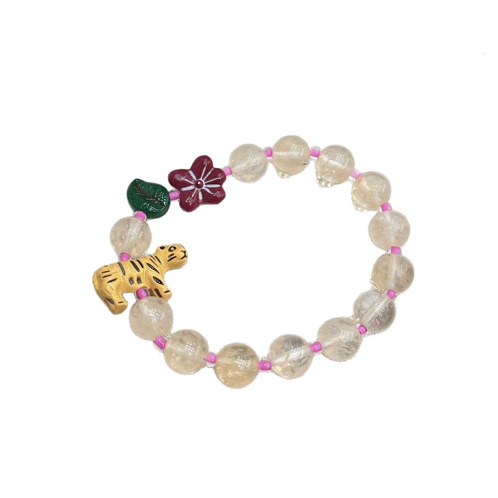Cute Fresh Flower Resin Tiger Beaded Bracelet for Women, Fashionable Stylish, Trendy and Versatile Wristband Jewelry 9f6