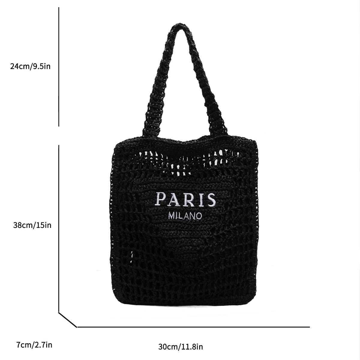 Womens Woven Straw Shoulder Bag - Breathable Openwork Design Lightweight Drawstring Summer Beach Tote for Vacation Daily Use G250729