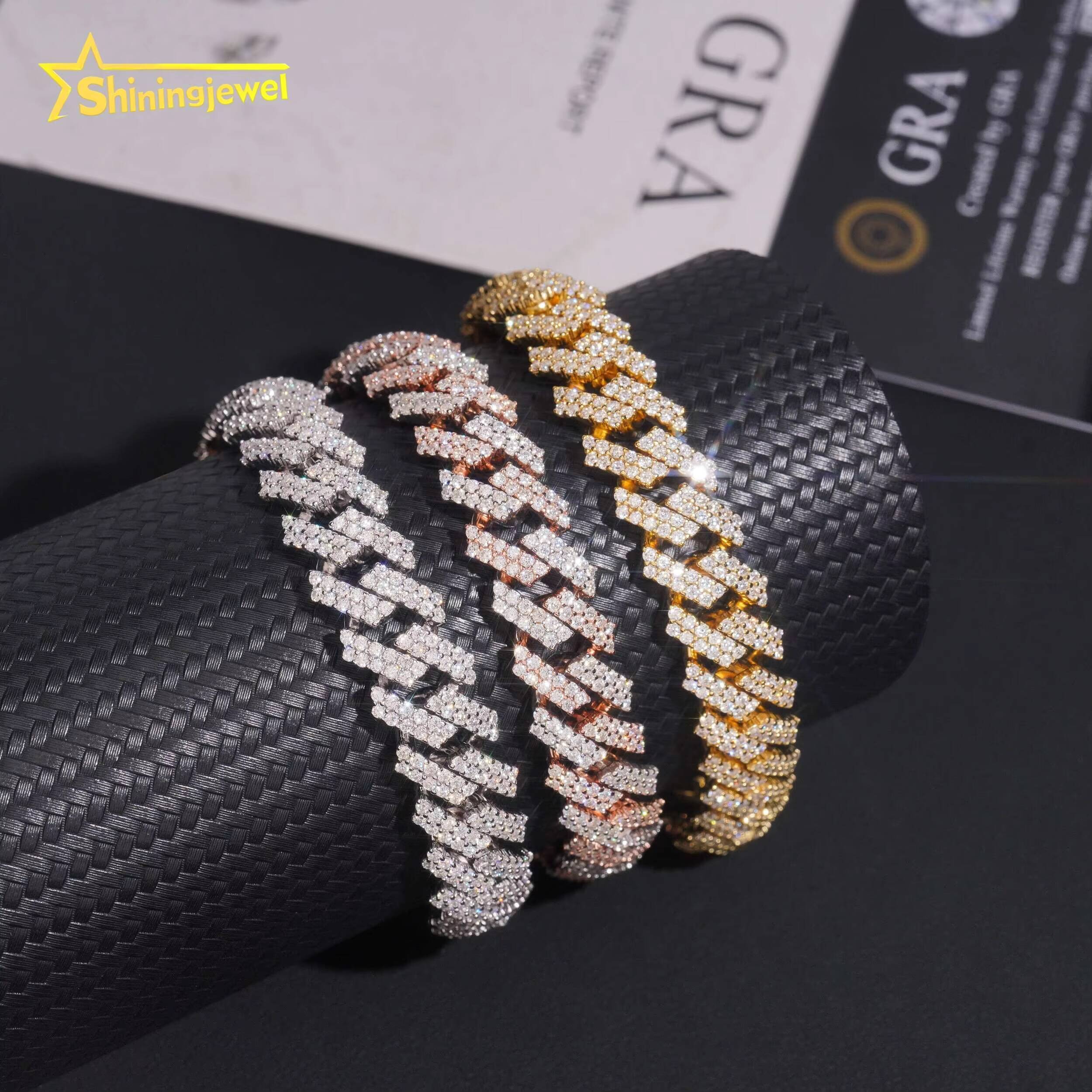 12mm 2Row 925 Silver Cuban Bracelet Hot Sale Moissanite Diamond Miami Bracelet Hip Hop Jewelry Pass Diamond Tester